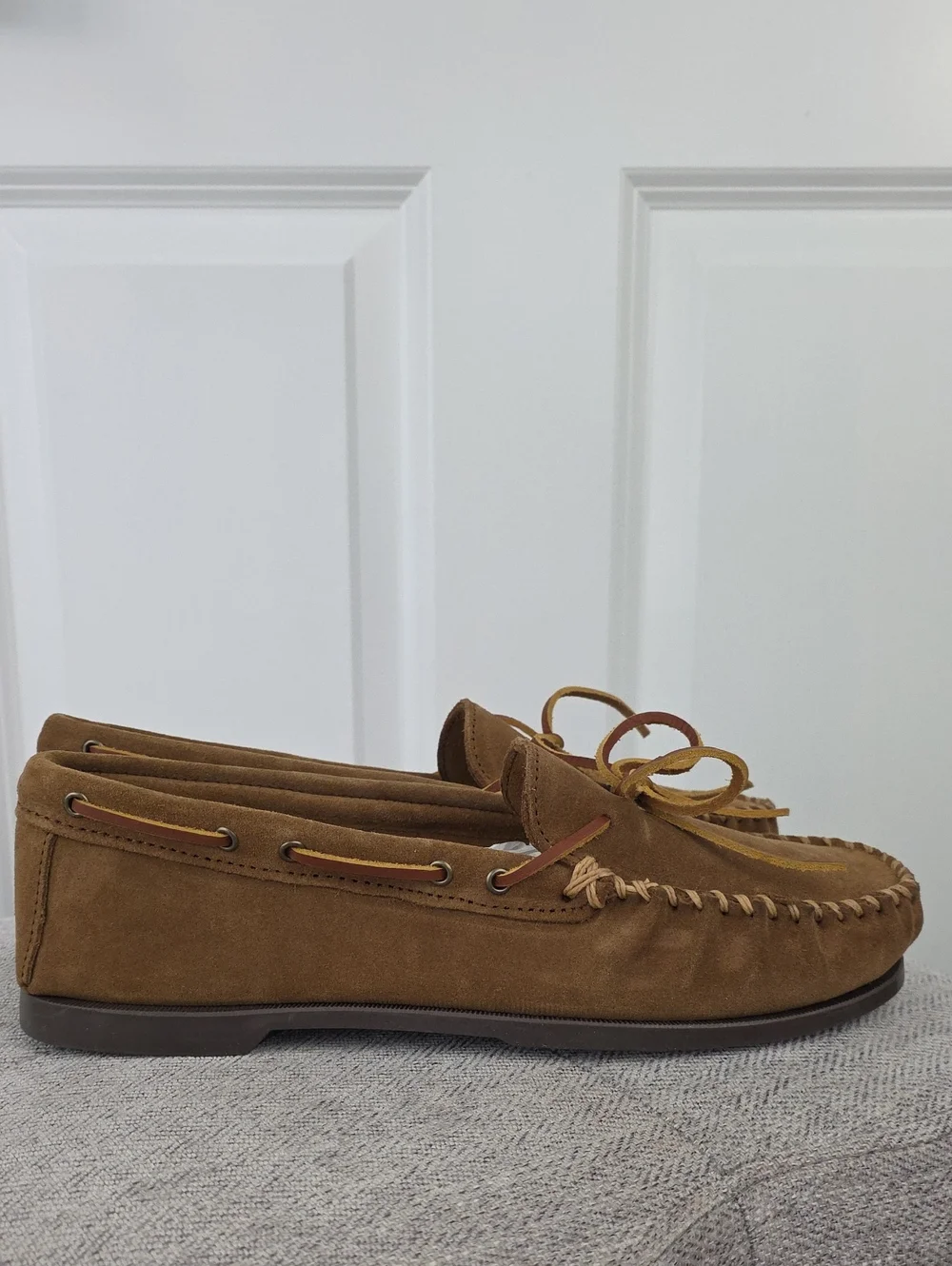 Minnetonka 747W Men's Sued Camp Moccasins In Dusty Brown Size 12 NEW IN BOX